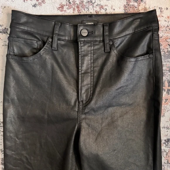 Express Shiny Faux Leather Pants Super Hi-Rise - Size 6 Regular - Picture 3 of 16